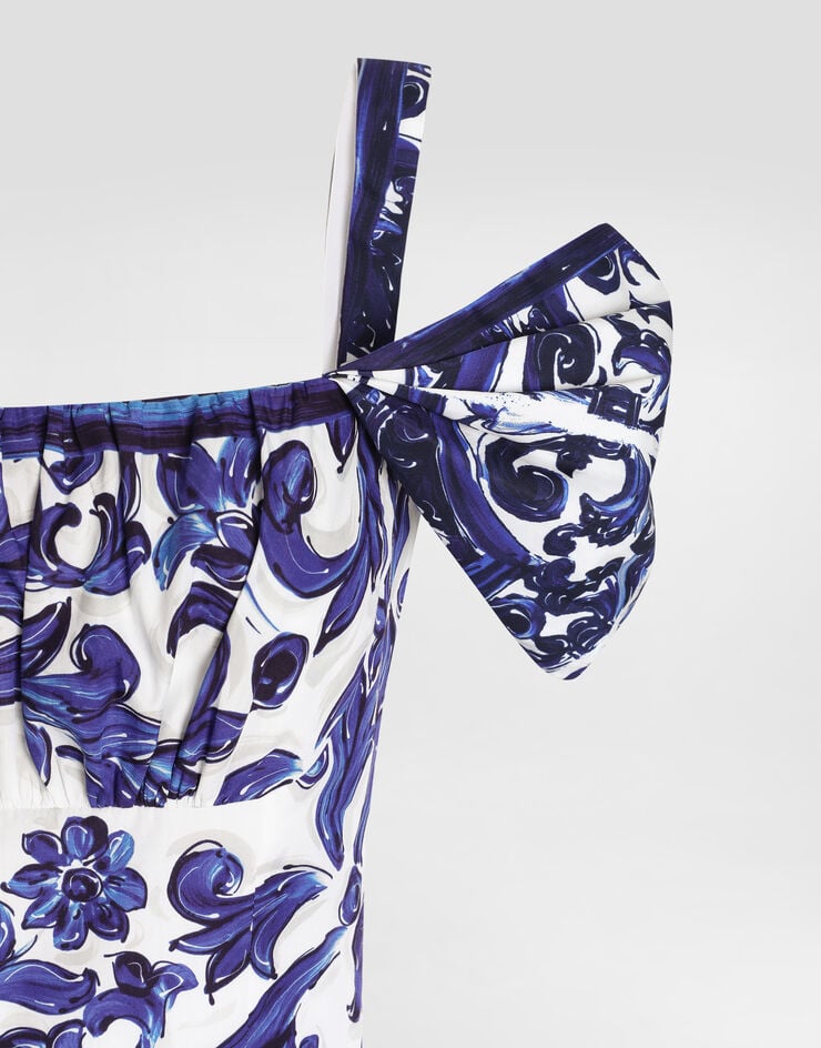Dolce & Gabbana Abito corto in popeline stampa Maiolica #1C2040 I6KH2WFI5JK