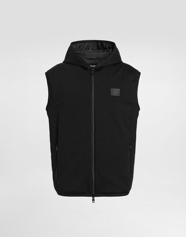 Dolce & Gabbana Gilet à capuche en tissu technique Black G9AOGTGK305