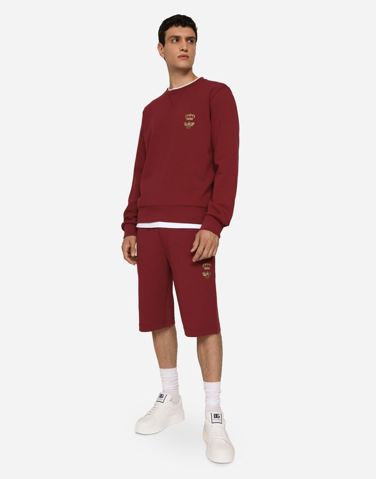 Dolce&Gabbana Jersey jogging shorts with embroidery Bordeaux GVF8AZHU7H9