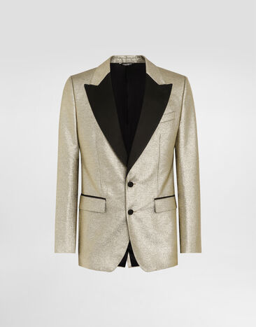 Dolce & Gabbana Single-breasted lamé jacquard tuxedo jacket Gold G2QU6TFJODV