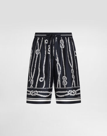 Dolce & Gabbana Bermuda Vanity en twill de seda con estampado marino Multicolor GV37ATHI143