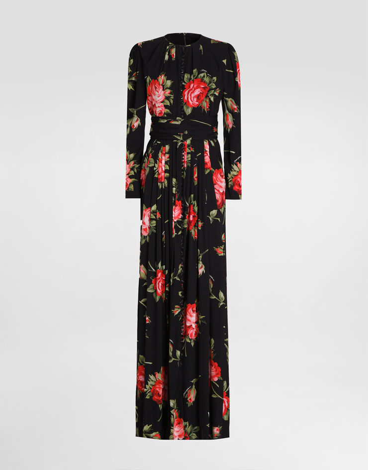 Dolce & Gabbana Vestido de crepé con estampado de buqués de rosas Dolce & Gabbana Vestido de crepé con estampado de buqués de rosas Multicolor F610MTFSA8Q