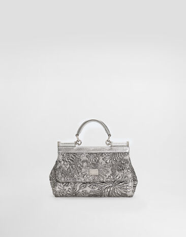 Dolce & Gabbana Small Sicily handbag in brocade Silver BB7116BR817