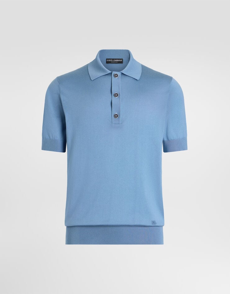 Dolce & Gabbana Silk polo shirt Dolce & Gabbana Silk polo shirt Azure GXZ02ZJBSO5