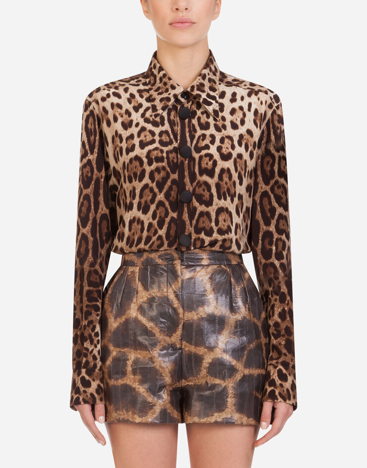 Dolce & Gabbana Crêpe de chine shirt with leopard print IMPRIMÉ ANIMALIER F5N20TFS1SY