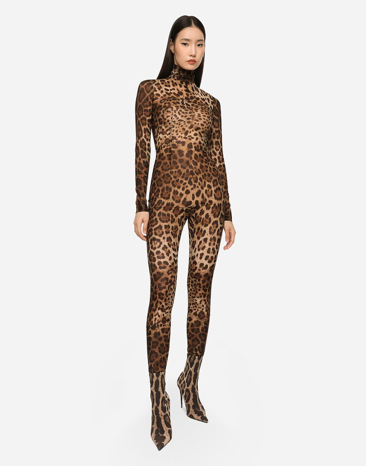 KIM DOLCE&GABBANA Sheer leopard-print jumpsuit in Animal Print for ...