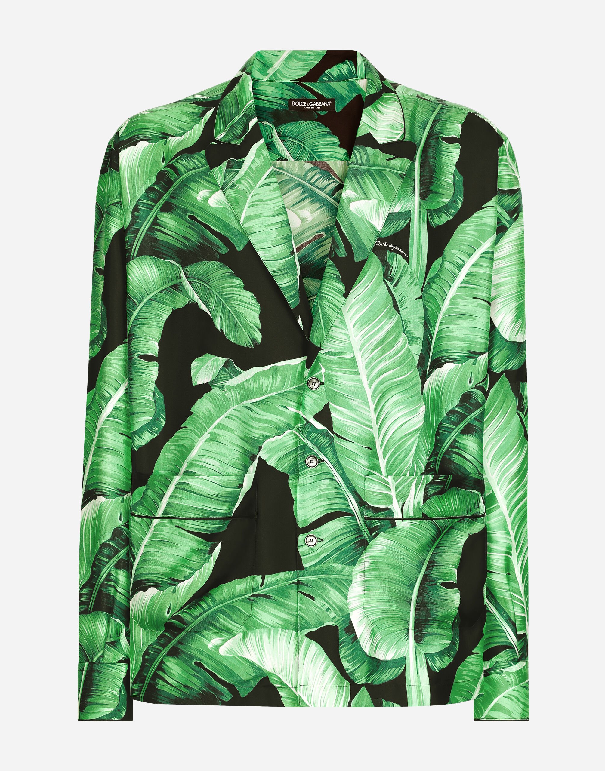 Dolce & Gabbana Banana-tree-print silk shirt Black GXH18TJCML1