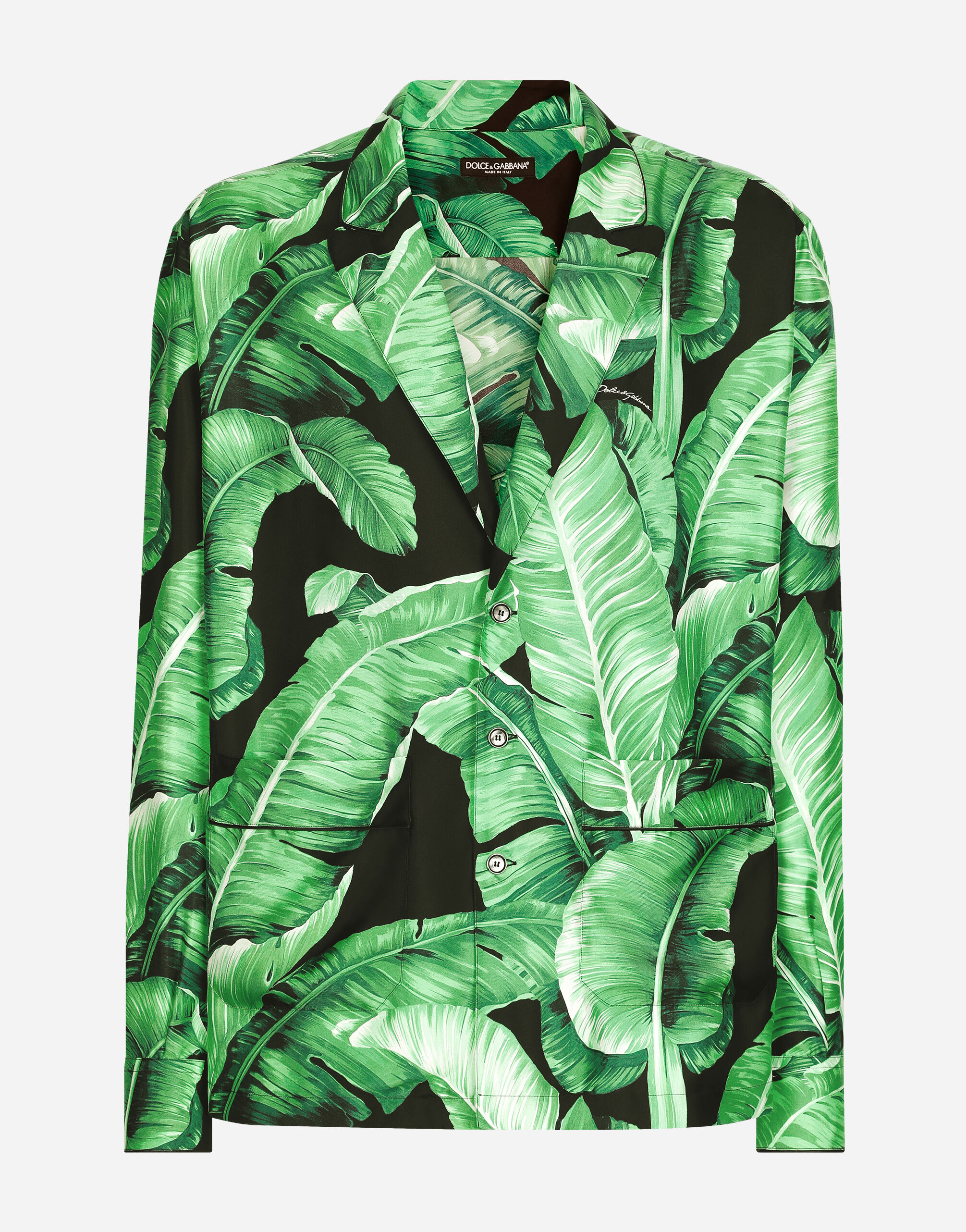 Banana tree print silk shirt