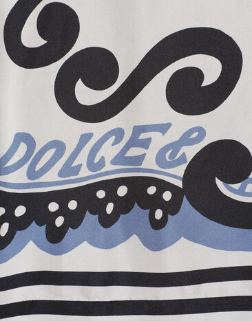 Dolce & Gabbana Poloshirt aus Seide mit Print Marina Azurblau GXZ18TJFMAQ