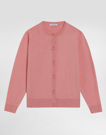Dolce & Gabbana Knit cardigan with logo buttons Pink L5KWM8JBCGC