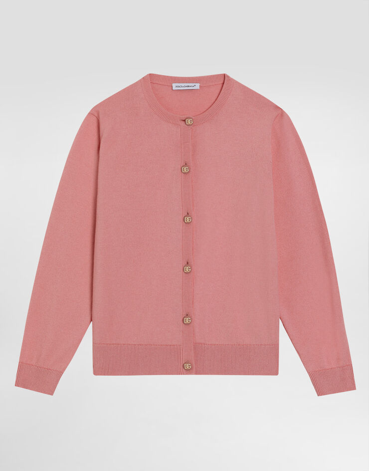 Dolce & Gabbana Strickcardigan mit Logoknöpfen Rosa L5KWH6JFMNG