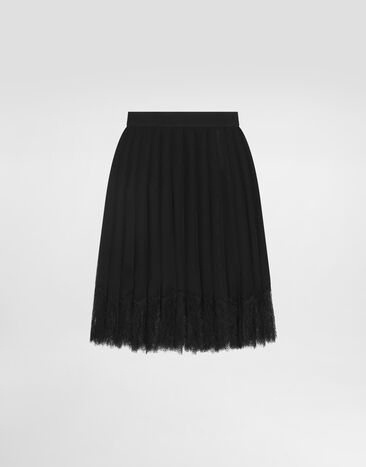 Dolce & Gabbana Pleated chiffon short skirt Black F4CNCTFUSNW