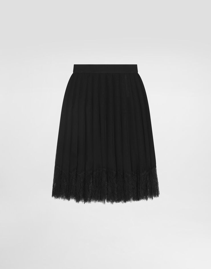 Dolce & Gabbana Pleated chiffon short skirt Black F4CNCTFUSNW