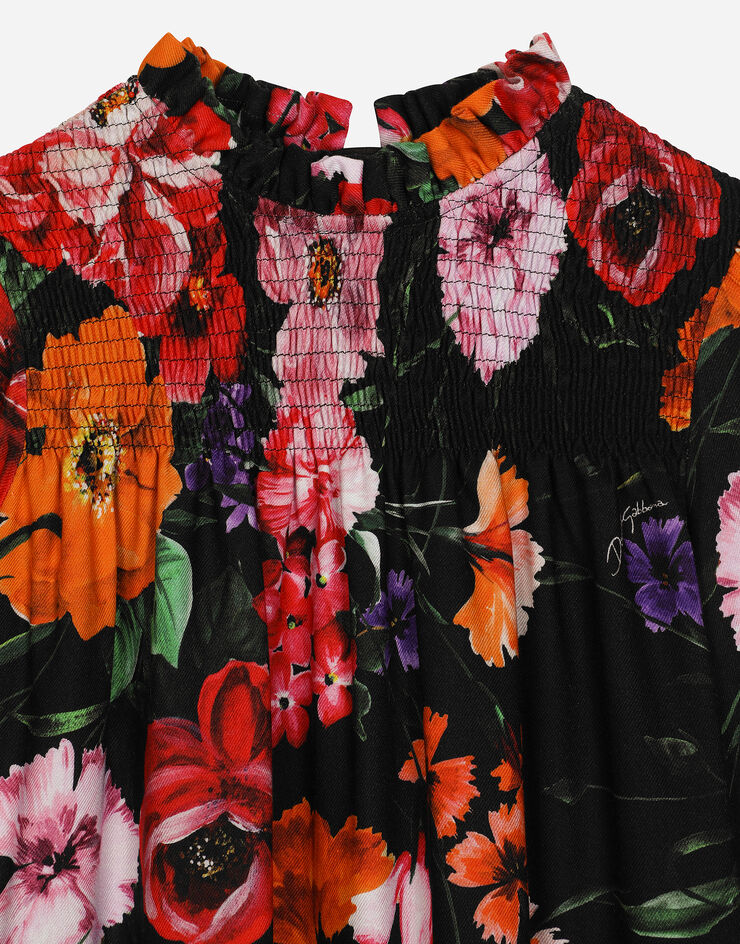 Dolce & Gabbana فستان فييلا بطبعة زهور على خلفية سوداء مطبعة L53DX7FS8DD