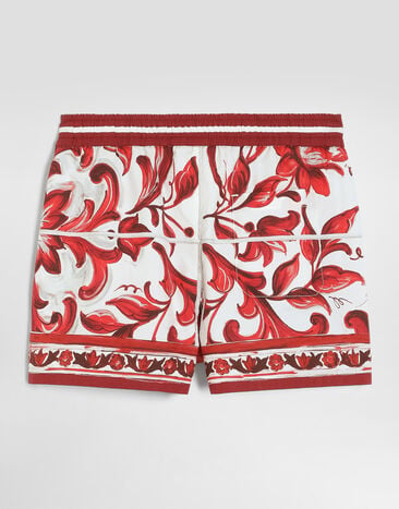 Dolce & Gabbana Bermudas en popelina con estampado de mayólica Multicolor L14Q07FI5OI