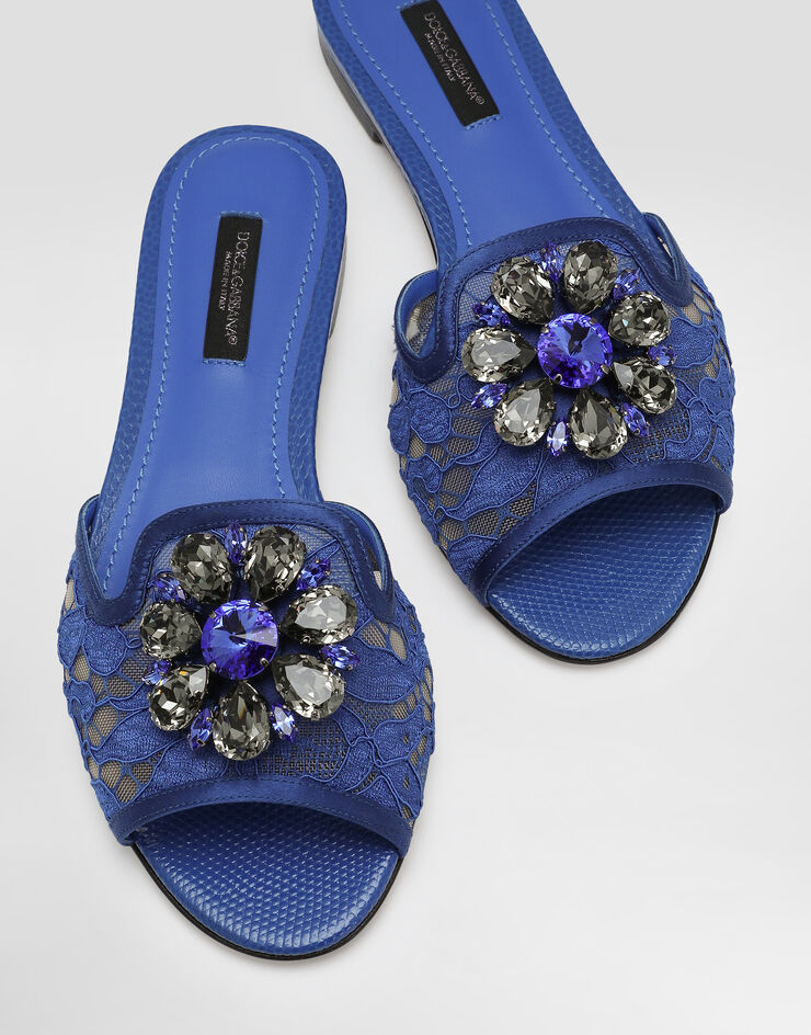 Dolce & Gabbana Sandalias de pala de encaje con cristales Azul CQ0023AG667