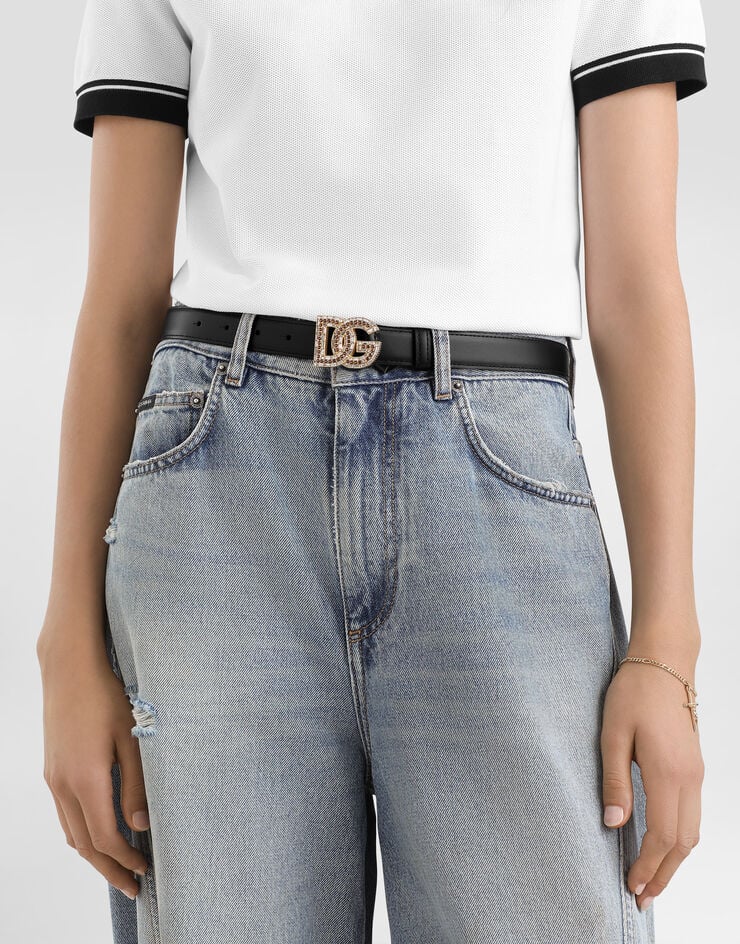 Dolce & Gabbana Calfskin belt with DG logo Dolce & Gabbana Calfskin belt with DG logo Black BE1682AW576