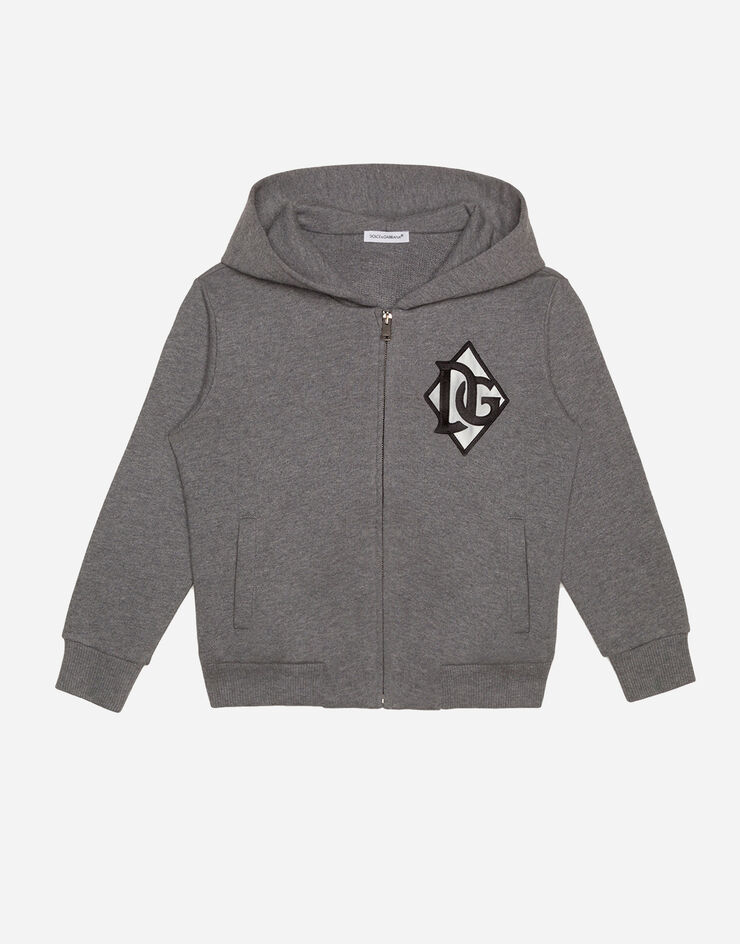 Dolce & Gabbana Jersey hoodie with DG patch GRIGIO L1JW2VG7WDJ