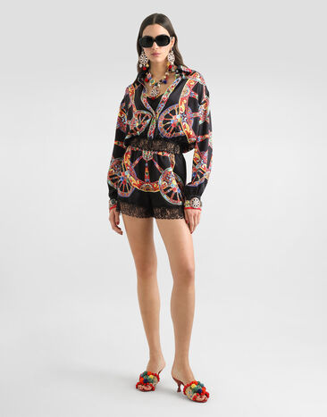 Dolce & Gabbana Carretto-print satin jumpsuit Multicolor F616OTGDDVJ