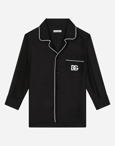 Dolce & Gabbana Camisa tipo pijama en sarga de seda con DG bordado Imprima L4JTHQG7L7H