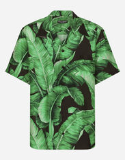 Dolce & Gabbana Silk Hawaiian shirt with banana tree print Beige GVC4HTFUFMJ