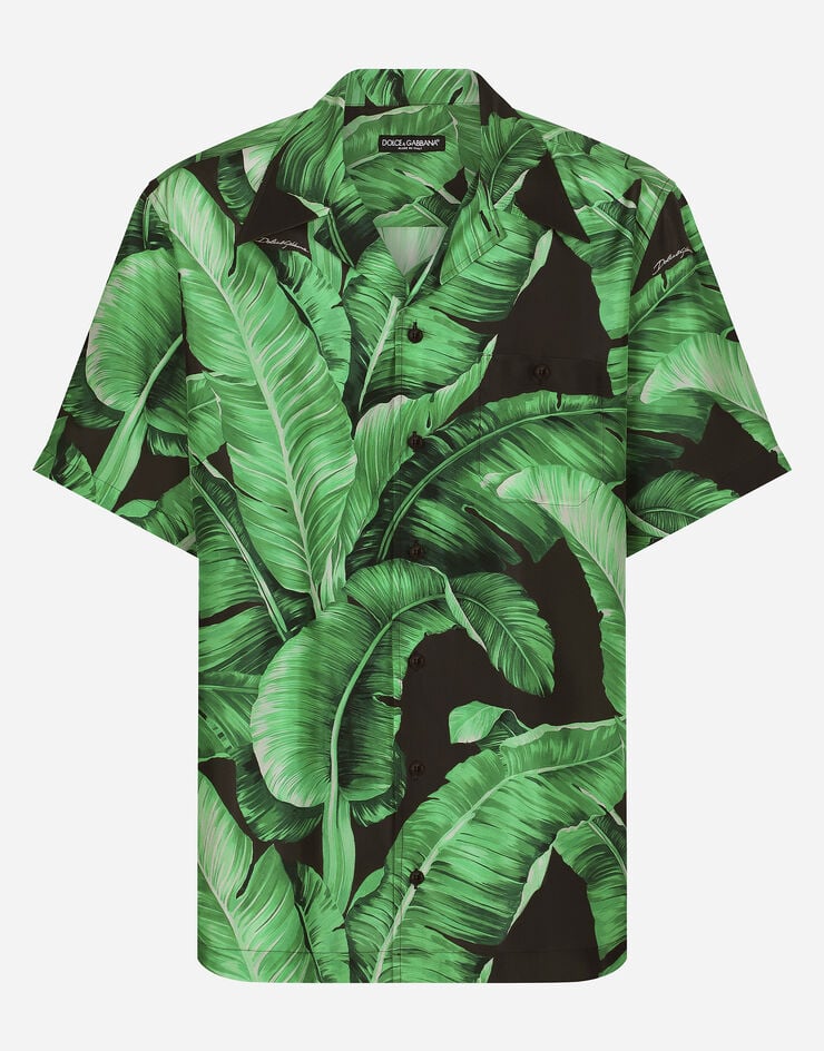 Dolce & Gabbana Рубашка Hawaii из шелка с принтом банановых пальм принт G5JH9TIS1SG