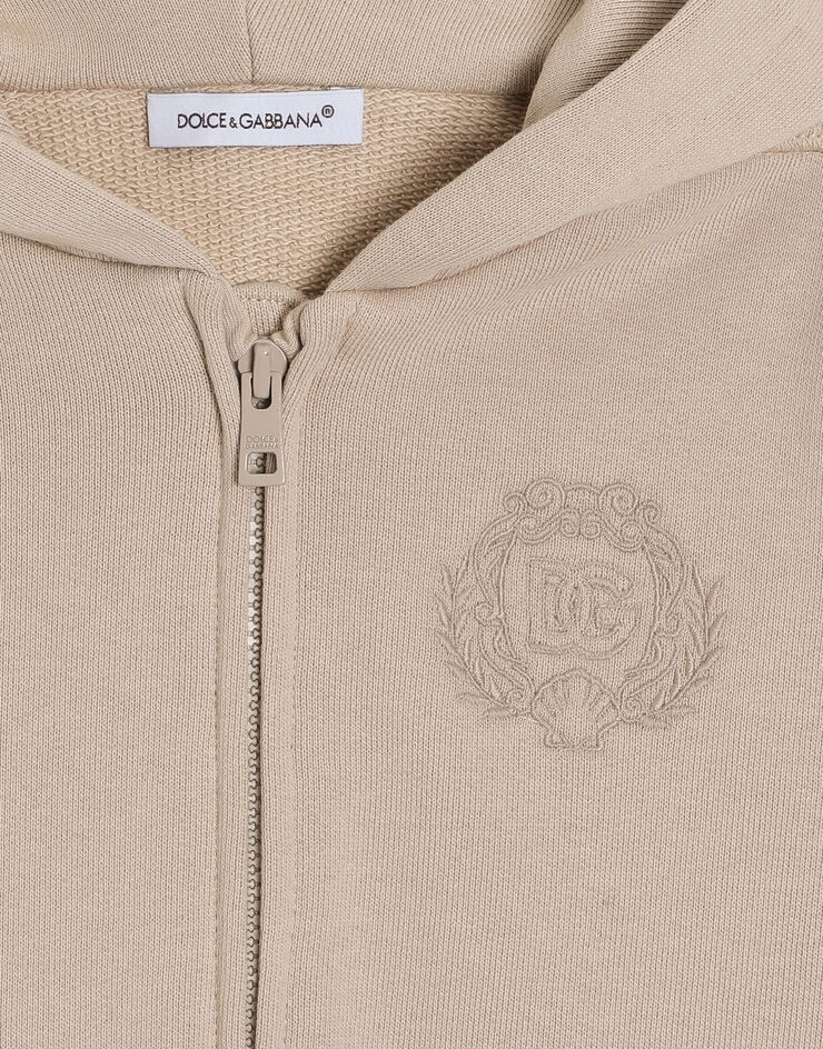 Dolce & Gabbana Embroidered hooded fleece Beige L1JWITG7PEQ