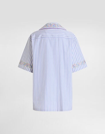 Dolce & Gabbana Camicia in cotone con ricamo fiori Multicolore F5U29ZGDDST