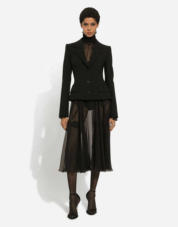 Dolce & Gabbana Bluse aus Chiffon mit gesmokten Details Black F79EMTFU1AT