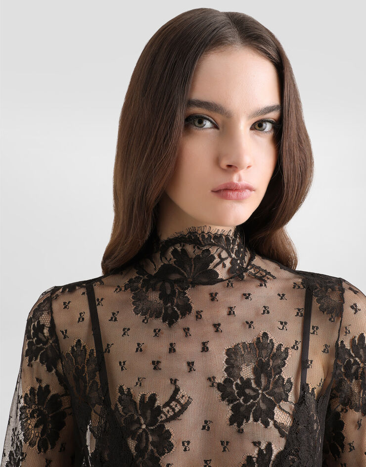 Dolce & Gabbana فستان من دانتيل بياقة عالية Dolce & Gabbana فستان من دانتيل بياقة عالية Black F616HTFLMTL