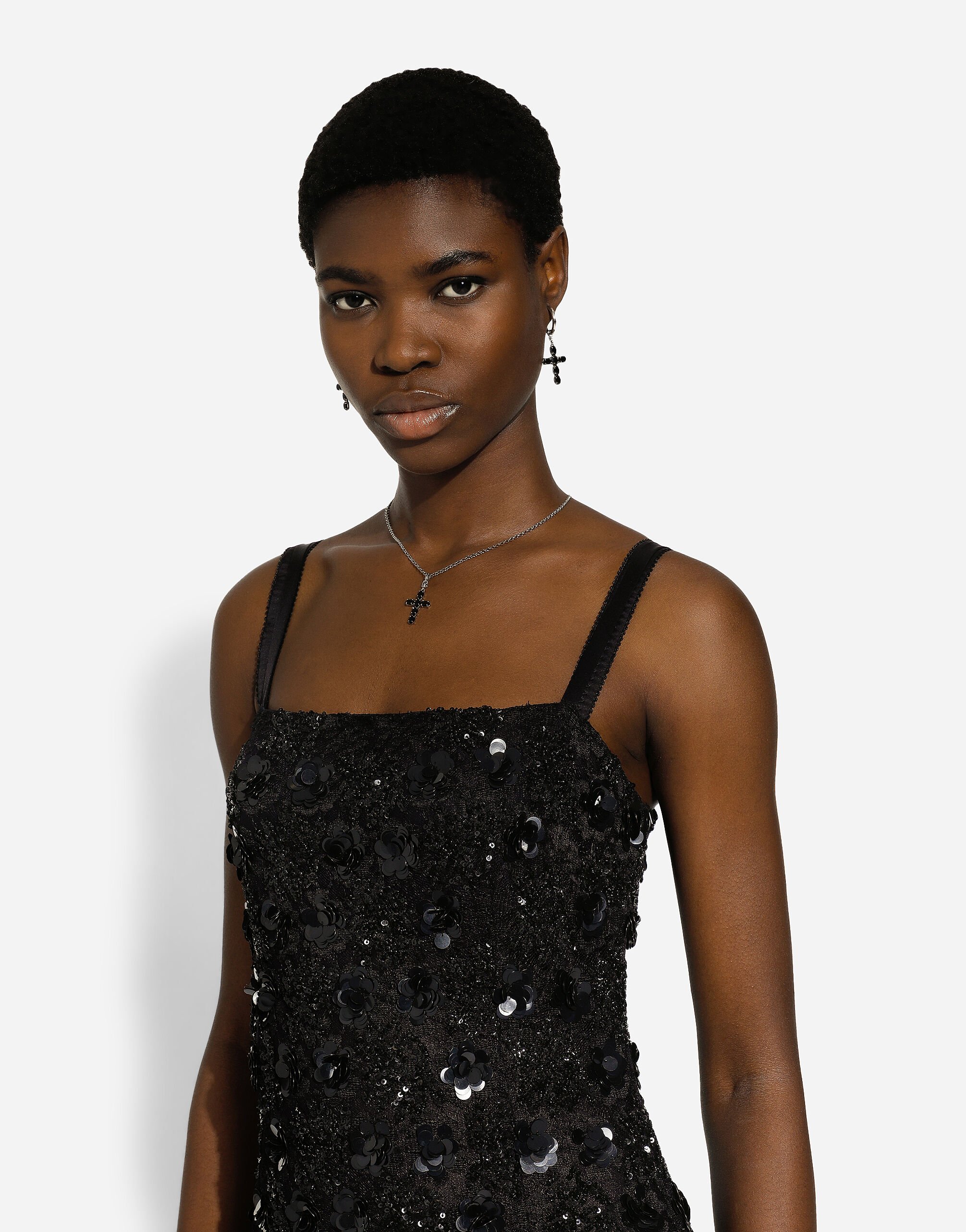 Short dress with sequin embellishment in Black for Women Dolce Gabbana