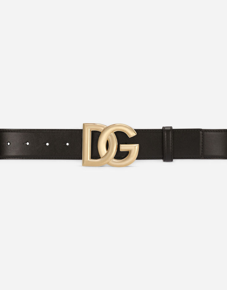 Dolce & Gabbana Calfskin belt with DG logo Black BE1446AW576