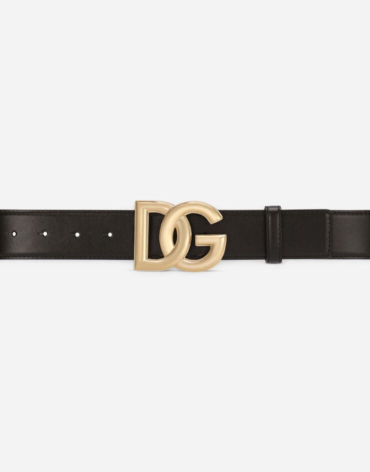 Dolce & Gabbana Calfskin belt with DG logo Nero BE1446AW576