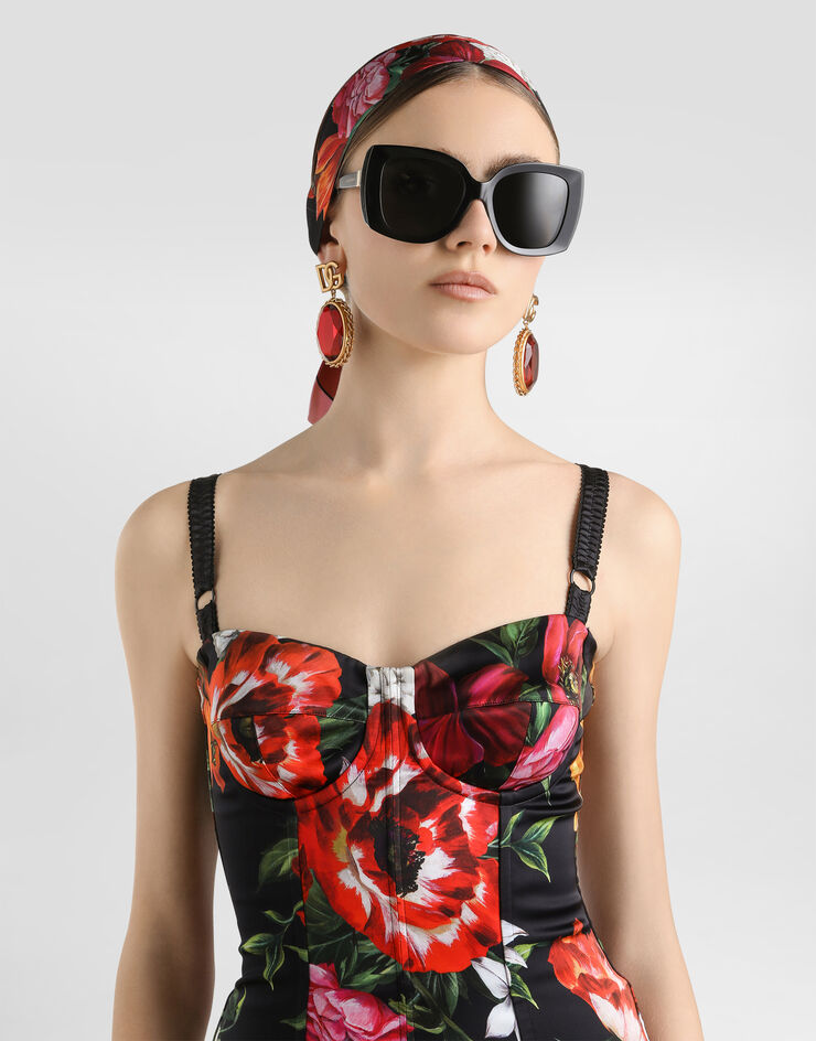 Dolce & Gabbana Abito in raso stampa fiori Stampa F6TZYTFSIB2
