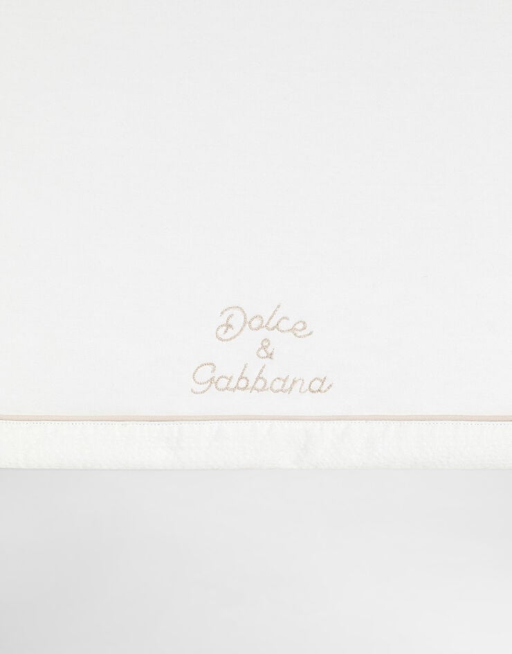 Dolce & Gabbana Interlock and linen blanket with embroidery White LNJAH3G7PUP
