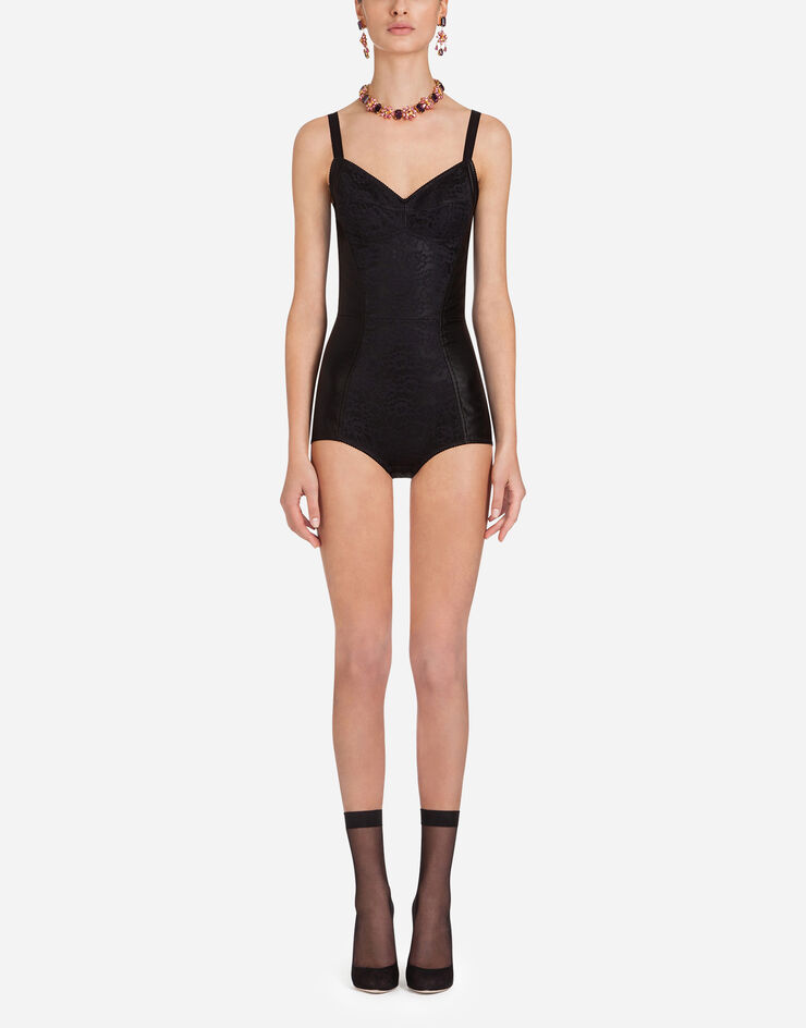Dolce & Gabbana Elasticated corset-style bodysuit Black F7ZB9TGDC48