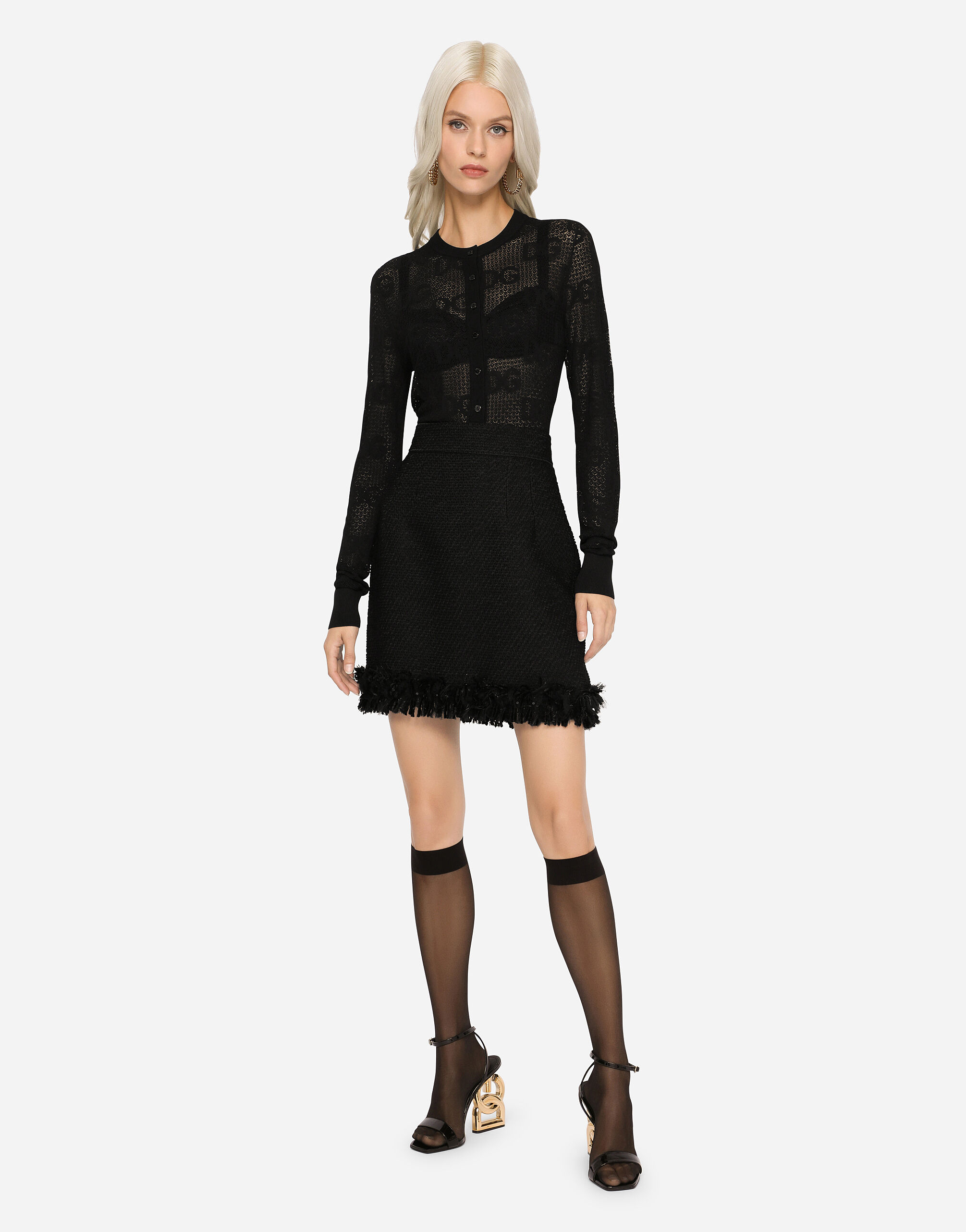 Bouclé miniskirt in Black for Women | Dolce&Gabbana® US
