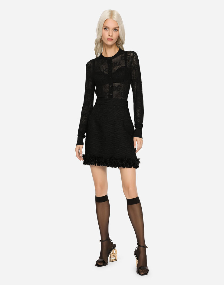 Dolce & Gabbana Bouclé miniskirt Black F4B4WTFU3JL