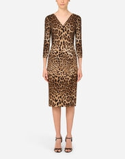 Dolce&Gabbana Leopard-print cady midi dress Black F6DIBTGDB2M