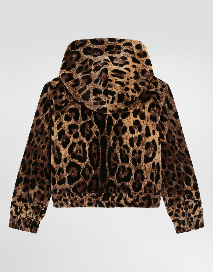 Dolce & Gabbana Leopard-print chenille jacquard hooded sweatshirt Multicolor L5JWCOFJ7D5
