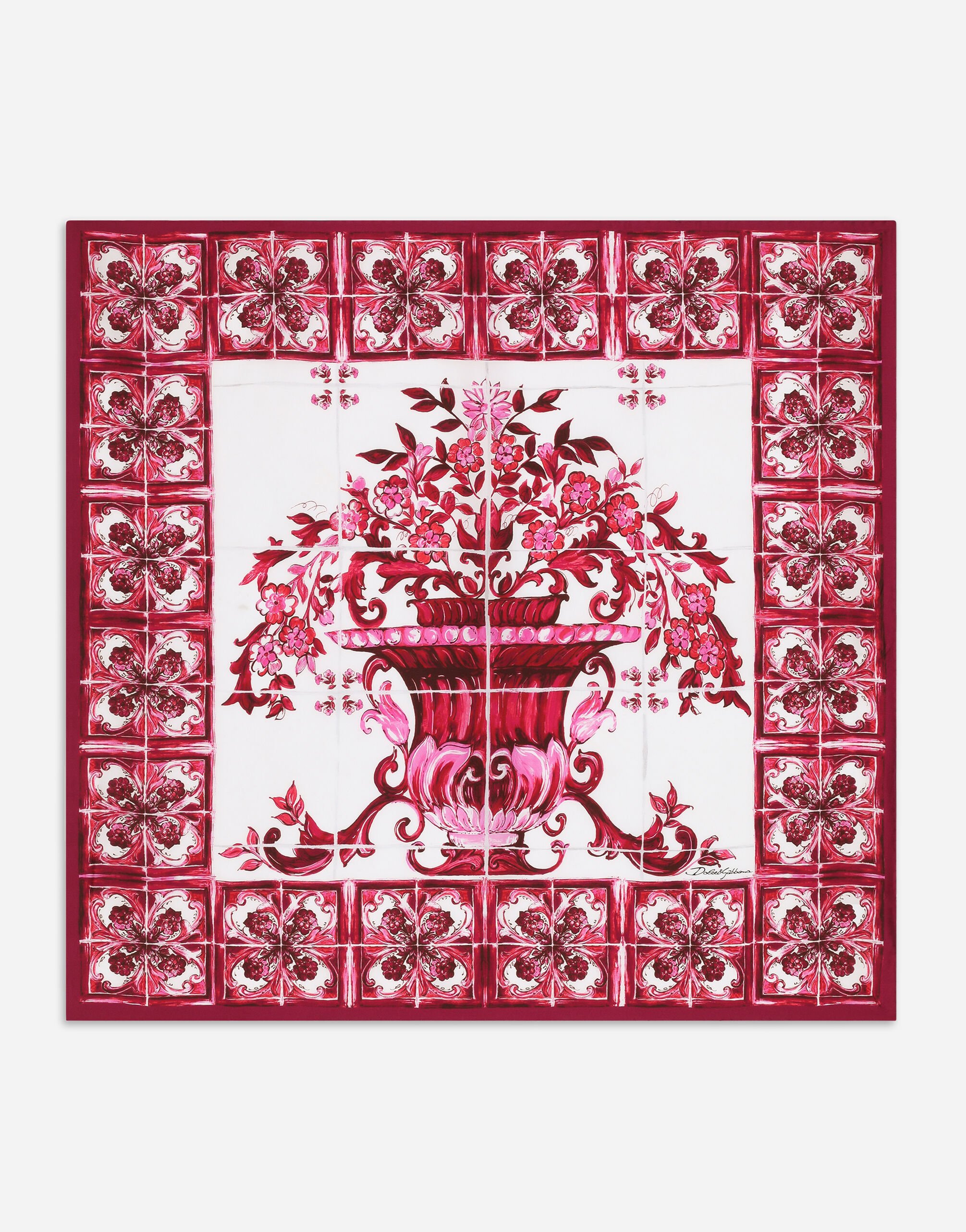Dolce & Gabbana Majolica-print twill scarf (90 x 90) Fuchsia BB6003A1001