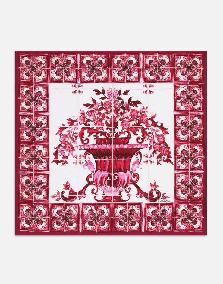 Dolce & Gabbana Fular 90 x 90 de sarga con estampado Maiolica Multicolor FN090RGDAOZ