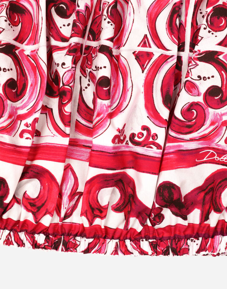 Dolce & Gabbana Top corto in popeline stampa maiolica Multicolore F755RTHH5BA