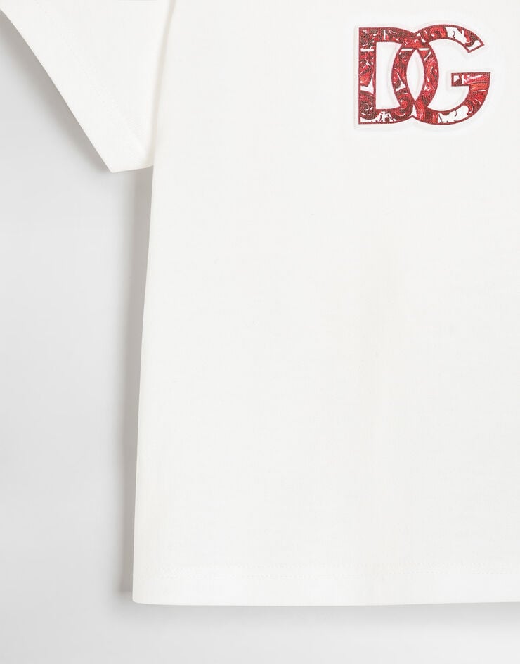 Dolce & Gabbana T-shirt en jersey avec logo en relief Dolce & Gabbana T-shirt en jersey avec logo en relief White L1JTEYG7P4Z