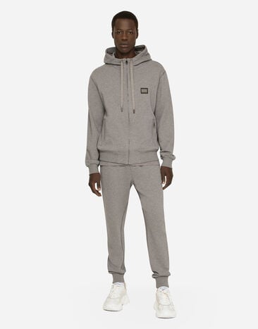 Dolce & Gabbana Jersey jogging pants with branded tag Grey GVXQHTG7P1C