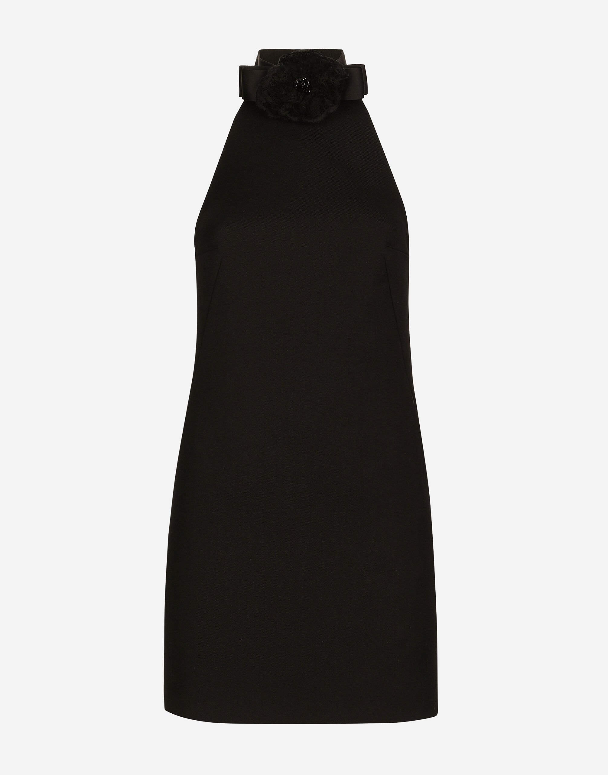Dolce & Gabbana Short woolen dress with rear neckline Black F29ZMTFU28J
