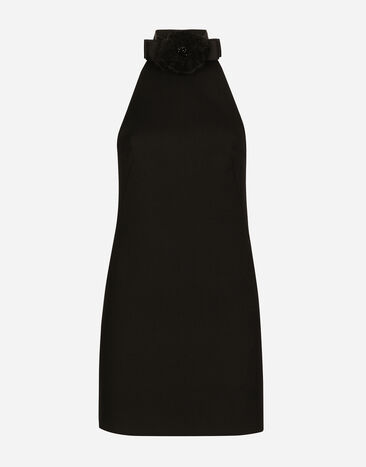 Dolce & Gabbana Short woolen dress with rear neckline Print F79EFTHI1TN
