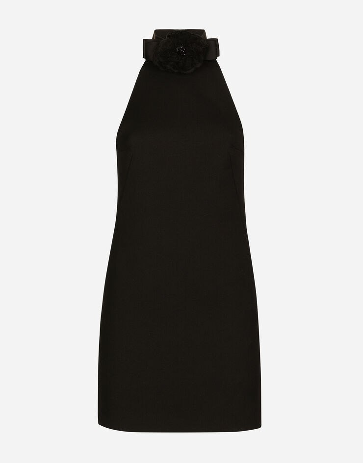Dolce & Gabbana Short woolen dress with rear neckline Black F6JEDTFUBGE