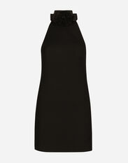 Dolce & Gabbana Short woolen dress with rear neckline Black F6H0ZTFLRE1