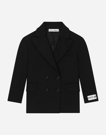 Dolce&Gabbana Chaqueta de botonadura doble en punto técnico Negro L54C45G7K5C